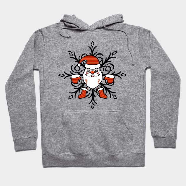 Santa Clause with SnowFlake New Year Christmas Art Hoodie by Print Art Station